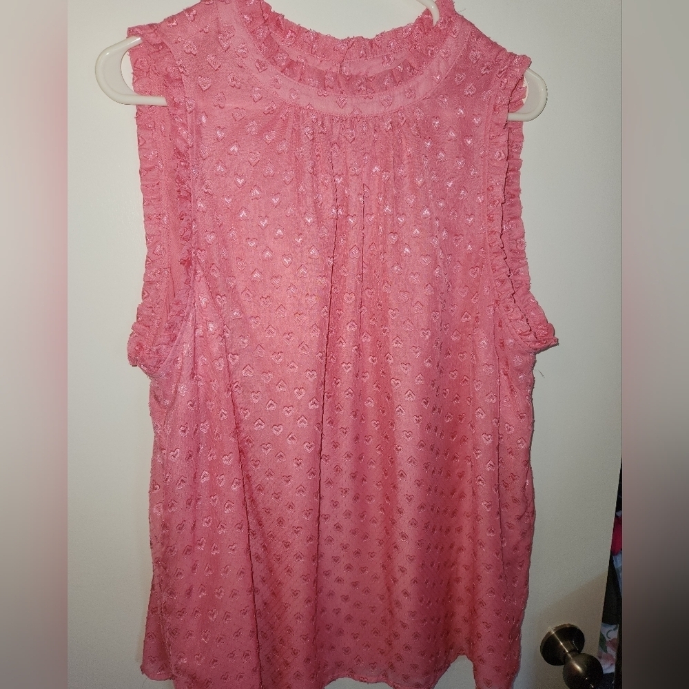 Torrid Pink Hearts Layered Sleeveless Blouse